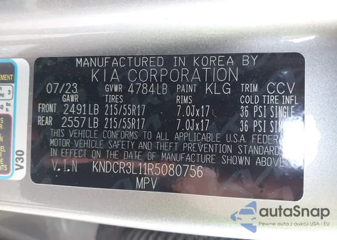 2024 Kia Niro Ev Wind из США, поврежденный, VIN KNDCR3L11R5080756